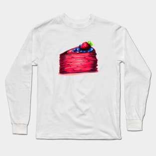 Red Strawberry Crepe Cake Long Sleeve T-Shirt